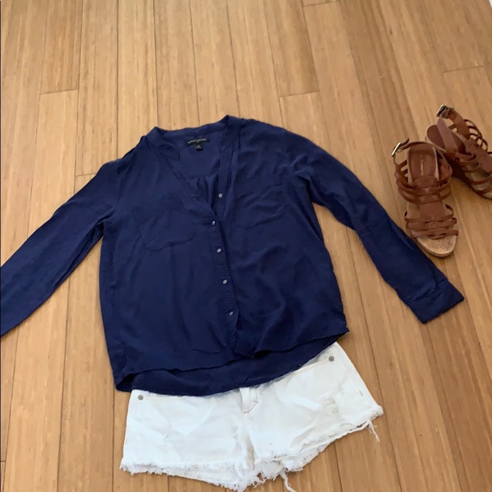 Navy blue banana republic button down